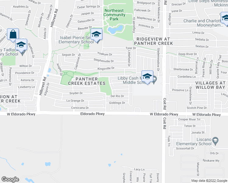map of restaurants, bars, coffee shops, grocery stores, and more near 11917 Big Springs Drive in Frisco