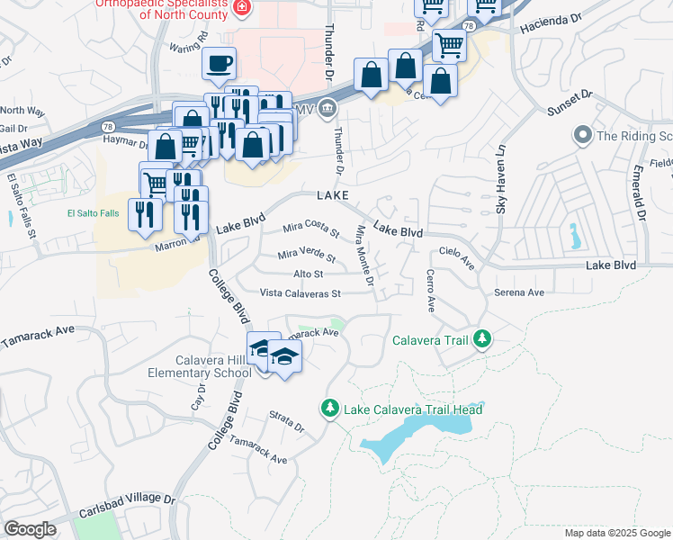 map of restaurants, bars, coffee shops, grocery stores, and more near 4064 Alto Street in Oceanside