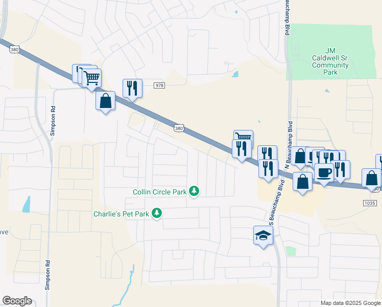 map of restaurants, bars, coffee shops, grocery stores, and more near 202 Cedar Creek Drive in Princeton