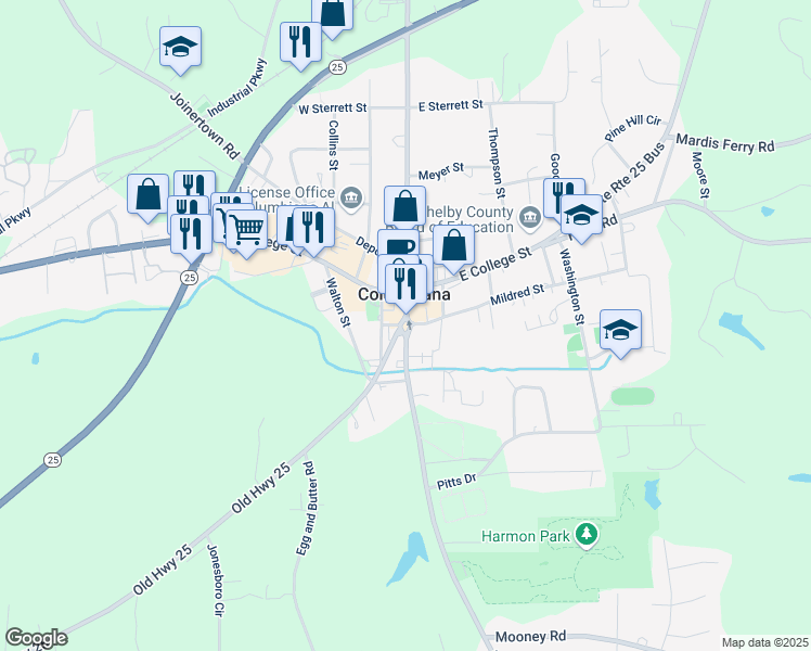 map of restaurants, bars, coffee shops, grocery stores, and more near 1854 North Main Street in Columbiana