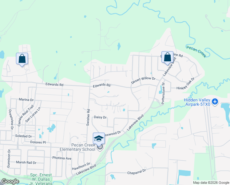 map of restaurants, bars, coffee shops, grocery stores, and more near 6539 Lynda Lane in Denton