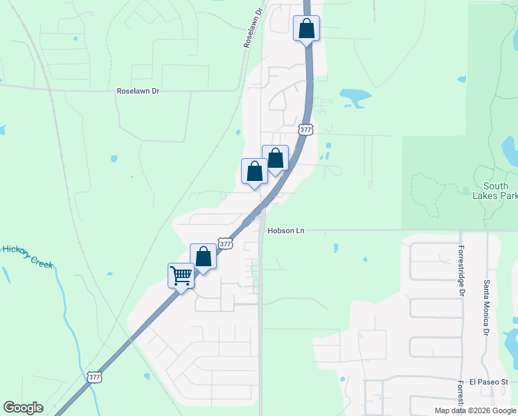 map of restaurants, bars, coffee shops, grocery stores, and more near 2800 Country Club Road in Denton