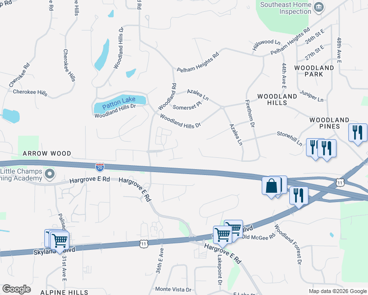 map of restaurants, bars, coffee shops, grocery stores, and more near in Tuscaloosa