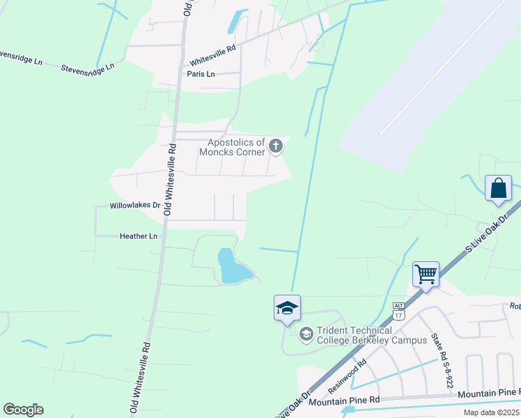 map of restaurants, bars, coffee shops, grocery stores, and more near 559 Ayers Drive in Moncks Corner