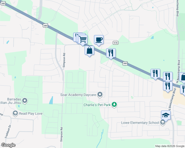 map of restaurants, bars, coffee shops, grocery stores, and more near 216 Cottonwood Drive in Princeton