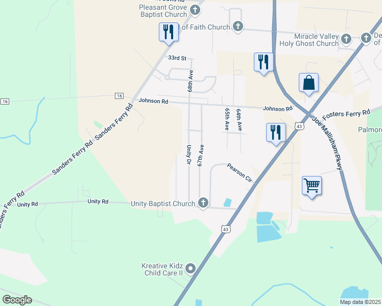 map of restaurants, bars, coffee shops, grocery stores, and more near 4017 68th Avenue in Tuscaloosa