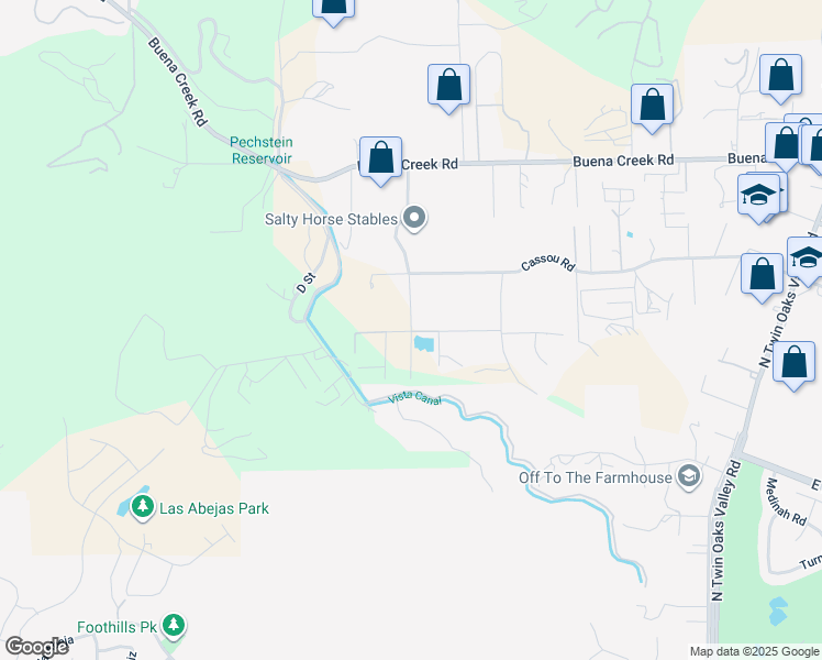 map of restaurants, bars, coffee shops, grocery stores, and more near Easy Street in San Marcos