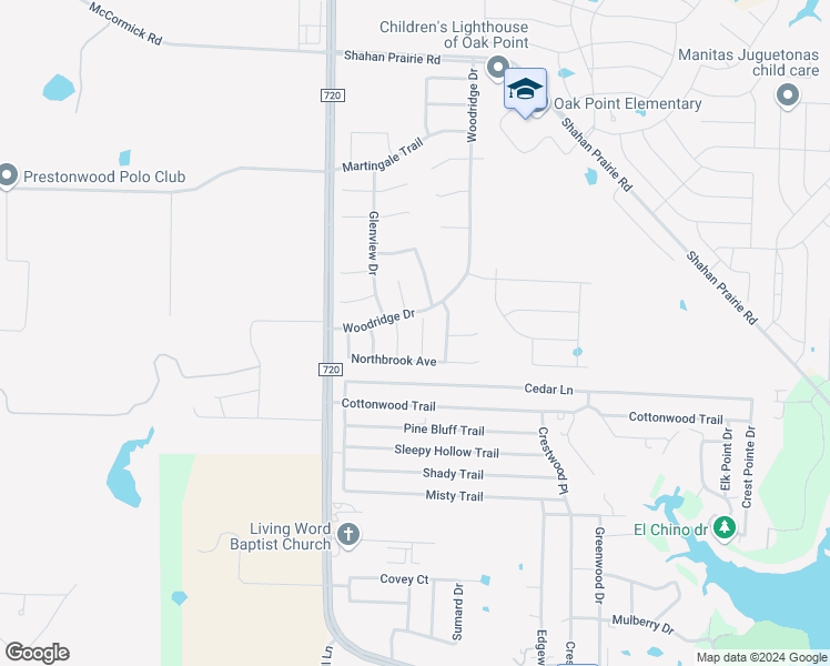 map of restaurants, bars, coffee shops, grocery stores, and more near 508 Highmoor Court in Little Elm