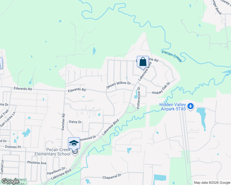 map of restaurants, bars, coffee shops, grocery stores, and more near 7204 Silktree Court in Denton