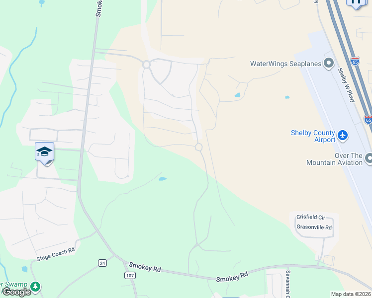 map of restaurants, bars, coffee shops, grocery stores, and more near Stage Coach Road in Alabaster