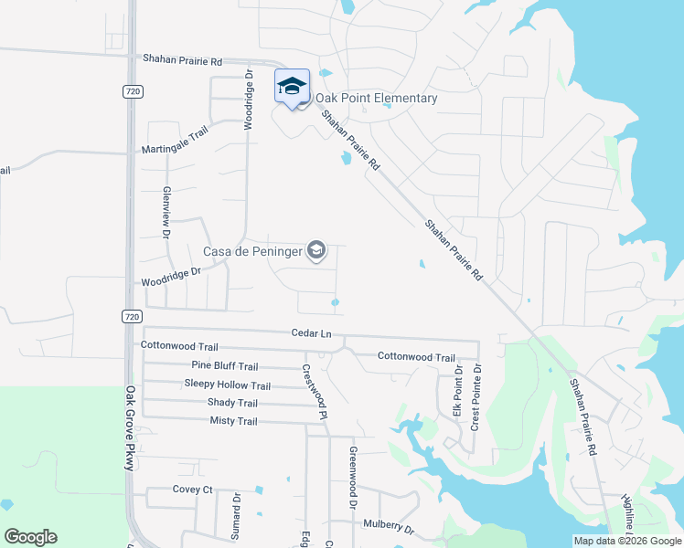 map of restaurants, bars, coffee shops, grocery stores, and more near 577 Lake Bluff Avenue in Oak Point