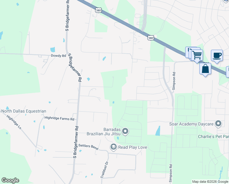 map of restaurants, bars, coffee shops, grocery stores, and more near 373 Langston Lane in McKinney