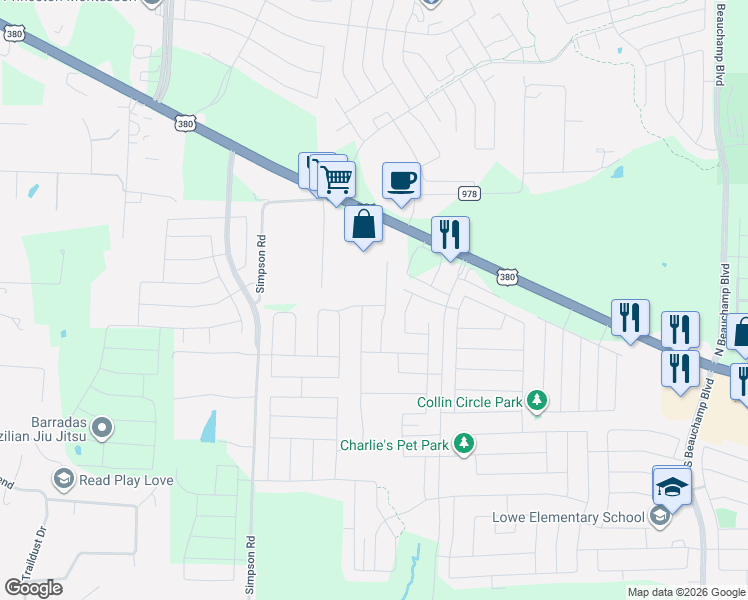 map of restaurants, bars, coffee shops, grocery stores, and more near 146 Cottonwood Drive in Princeton
