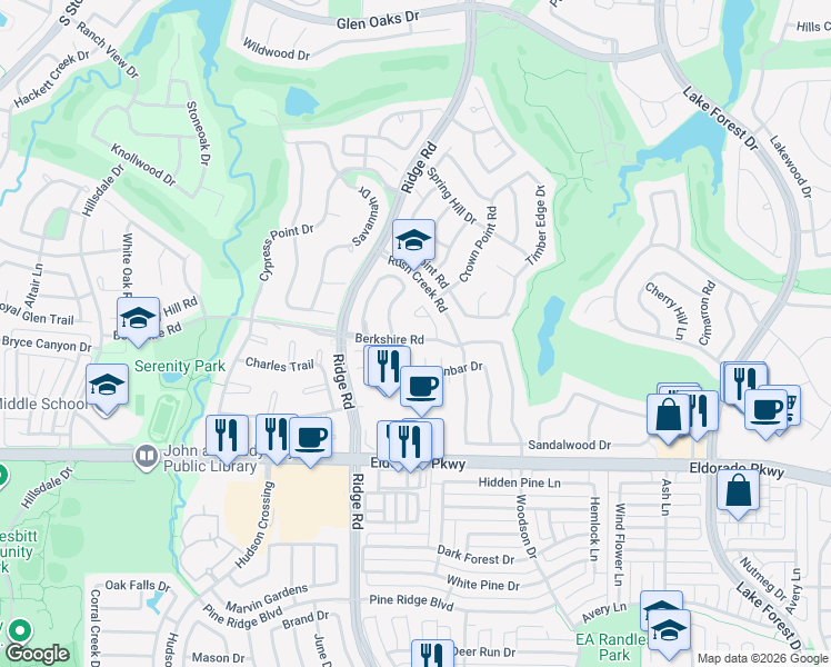 map of restaurants, bars, coffee shops, grocery stores, and more near 2304 Tralee Circle in McKinney