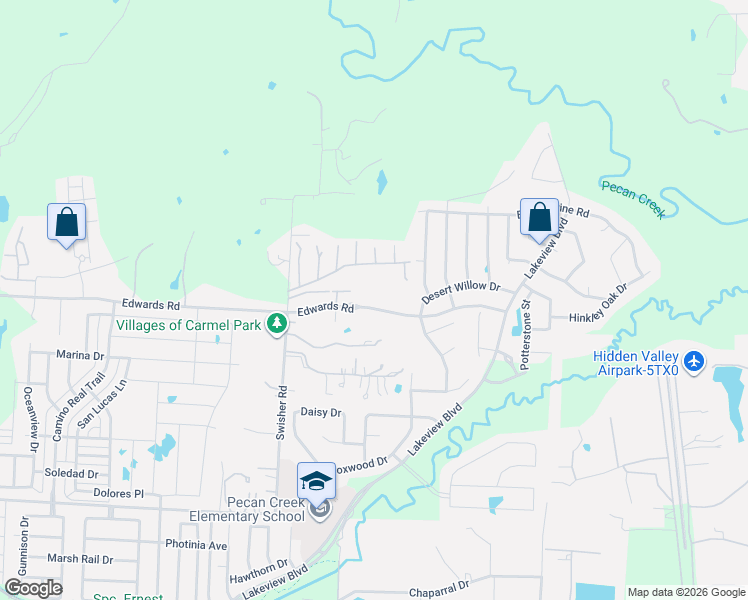 map of restaurants, bars, coffee shops, grocery stores, and more near 6817 Edwards Road in Denton