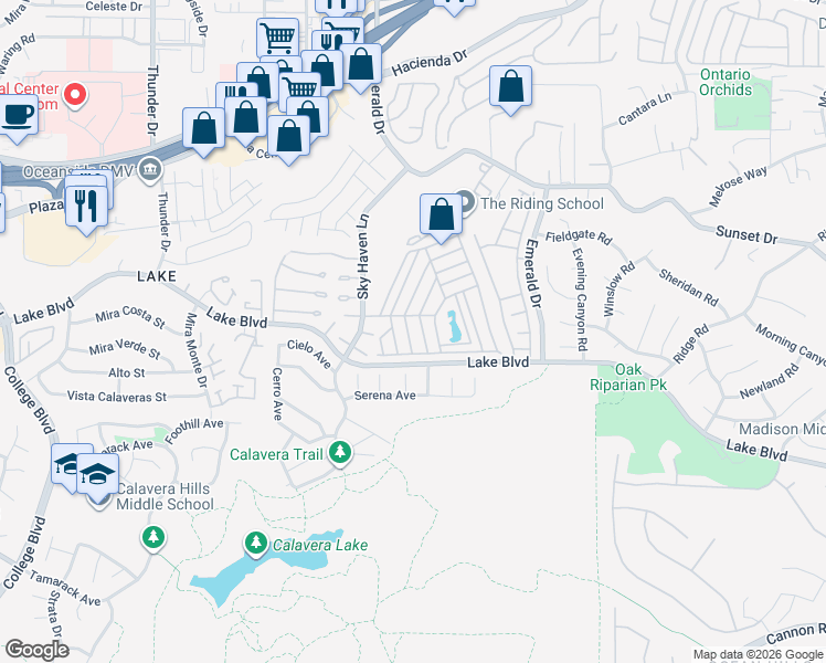 map of restaurants, bars, coffee shops, grocery stores, and more near 243 Havenview Lane in Oceanside