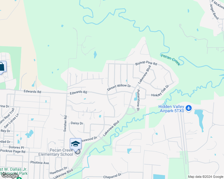 map of restaurants, bars, coffee shops, grocery stores, and more near 7204 Desert Willow Drive in Denton