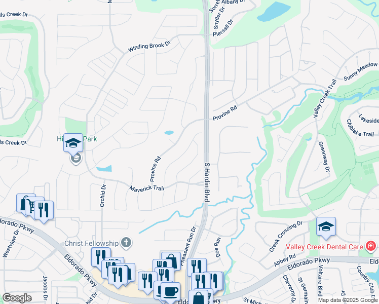 map of restaurants, bars, coffee shops, grocery stores, and more near 1913 Whitney Lane in McKinney