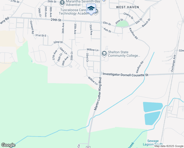 map of restaurants, bars, coffee shops, grocery stores, and more near 3244 37th Street in Tuscaloosa