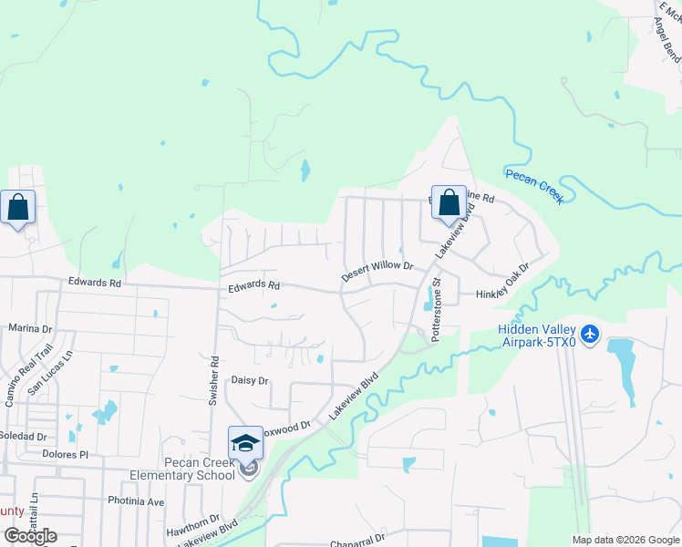 map of restaurants, bars, coffee shops, grocery stores, and more near 7117 Desert Willow Drive in Denton