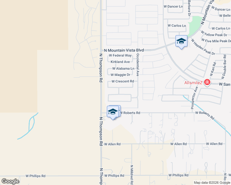 map of restaurants, bars, coffee shops, grocery stores, and more near 4536 West South Butte Road in Queen Creek