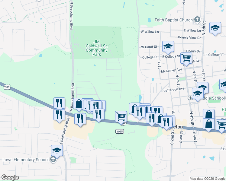 map of restaurants, bars, coffee shops, grocery stores, and more near Running Brook Drive in Princeton