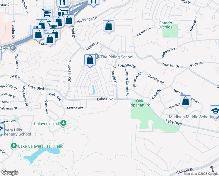 map of restaurants, bars, coffee shops, grocery stores, and more near 4465 Topaz Lane in Oceanside