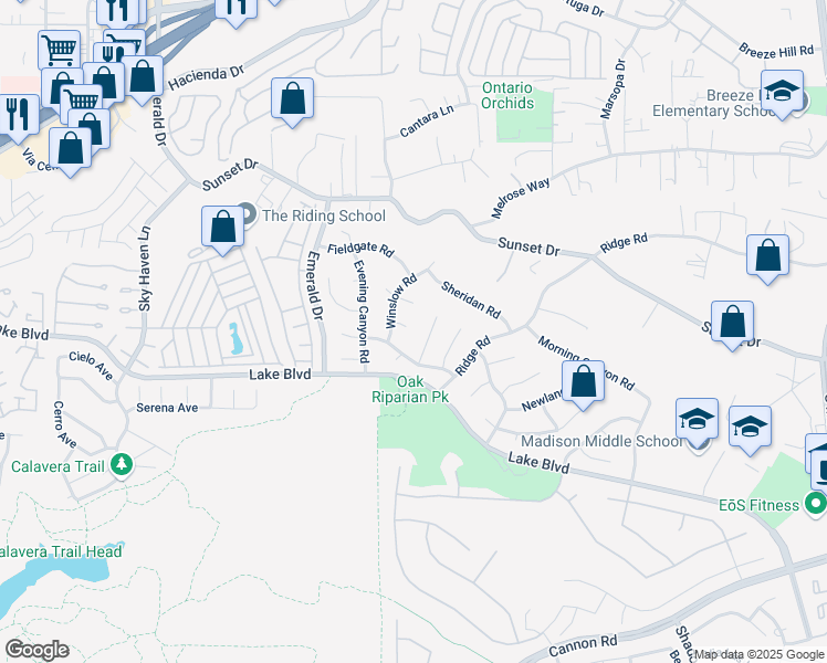 map of restaurants, bars, coffee shops, grocery stores, and more near 4585 Regency Circle in Oceanside
