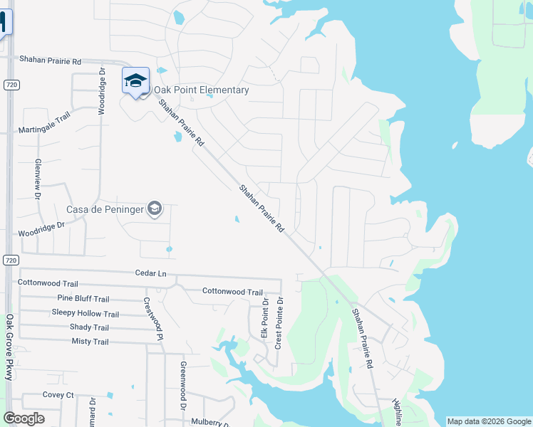 map of restaurants, bars, coffee shops, grocery stores, and more near Shahan Prairie Road in Little Elm