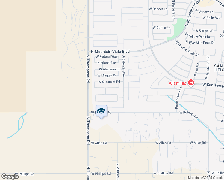 map of restaurants, bars, coffee shops, grocery stores, and more near 4420 West South Butte Road in Queen Creek