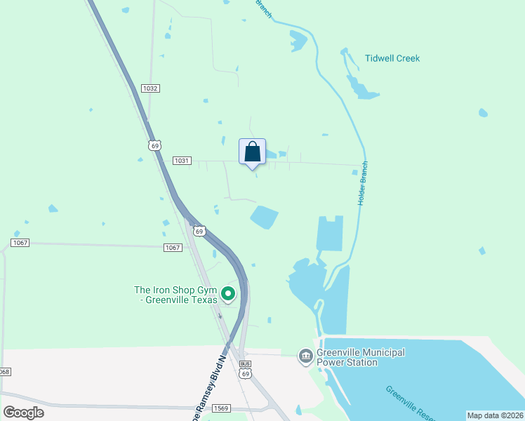 map of restaurants, bars, coffee shops, grocery stores, and more near Private Road 1174 in Greenville