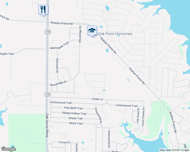 map of restaurants, bars, coffee shops, grocery stores, and more near 553 Lake Bluff Avenue in Little Elm