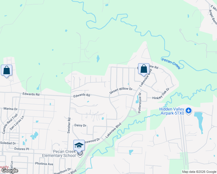 map of restaurants, bars, coffee shops, grocery stores, and more near 7117 Desert Willow Drive in Denton