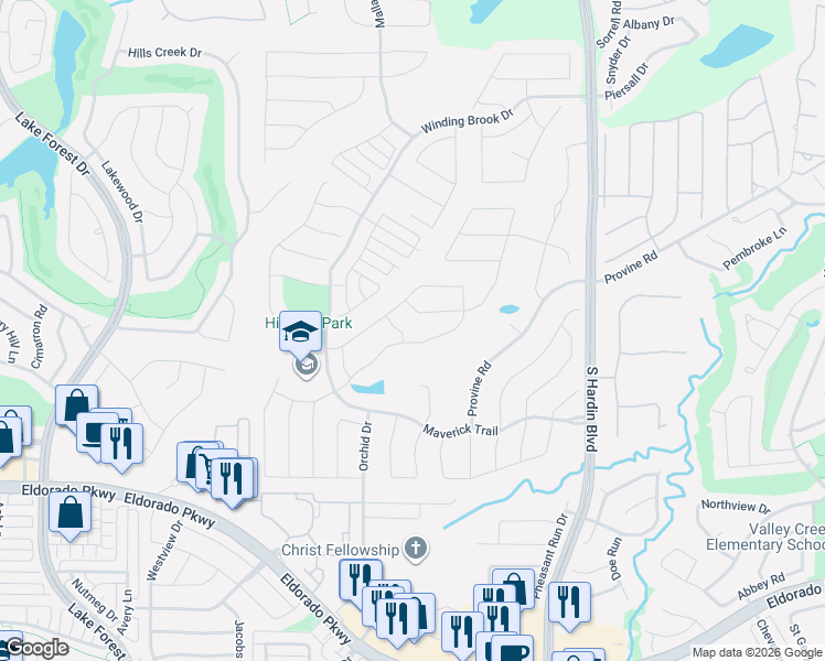 map of restaurants, bars, coffee shops, grocery stores, and more near 3713 Cockrill Drive in McKinney