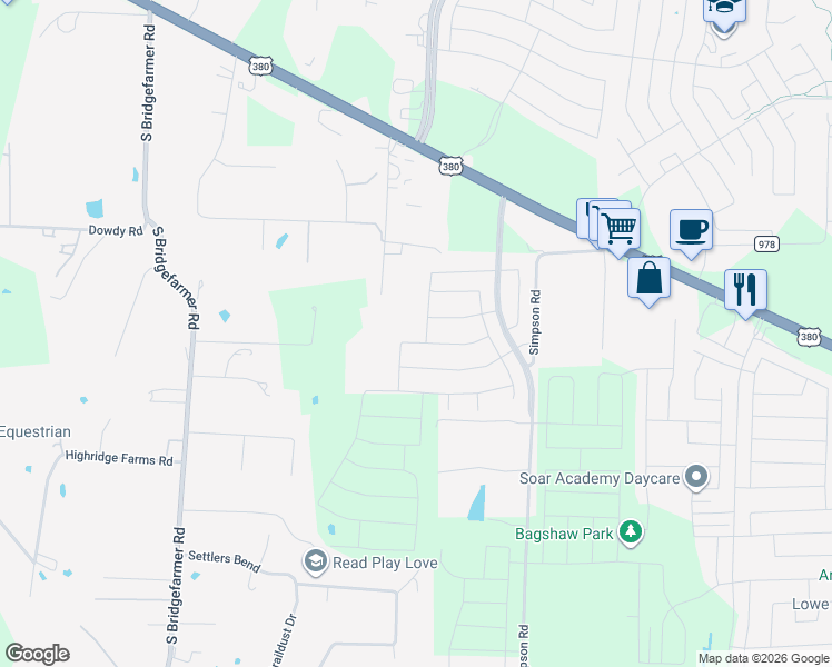 map of restaurants, bars, coffee shops, grocery stores, and more near 984 Country Trail in McKinney