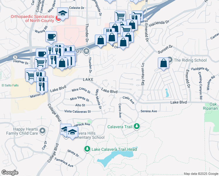 map of restaurants, bars, coffee shops, grocery stores, and more near 4102 Beacon Place in Oceanside