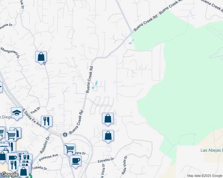 map of restaurants, bars, coffee shops, grocery stores, and more near 1687 Lone Oak Road in Vista