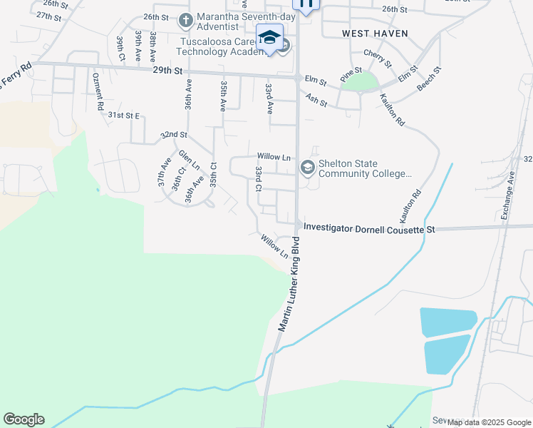 map of restaurants, bars, coffee shops, grocery stores, and more near 3244 37th Street in Tuscaloosa