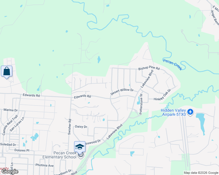 map of restaurants, bars, coffee shops, grocery stores, and more near 7117 Desert Willow Drive in Denton