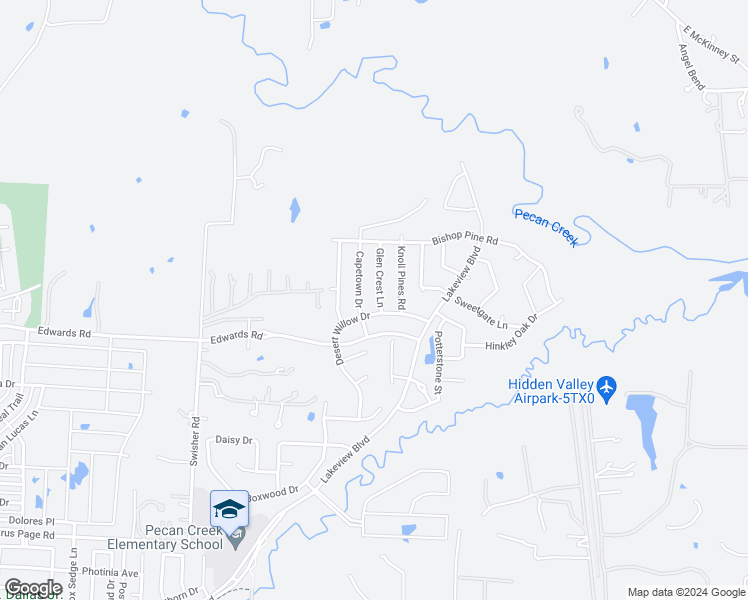 map of restaurants, bars, coffee shops, grocery stores, and more near 3408 Glen Crest Lane in Denton