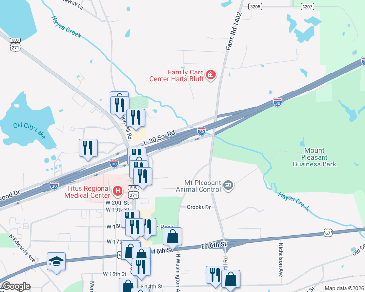 map of restaurants, bars, coffee shops, grocery stores, and more near 268 West Burton Road in Mount Pleasant