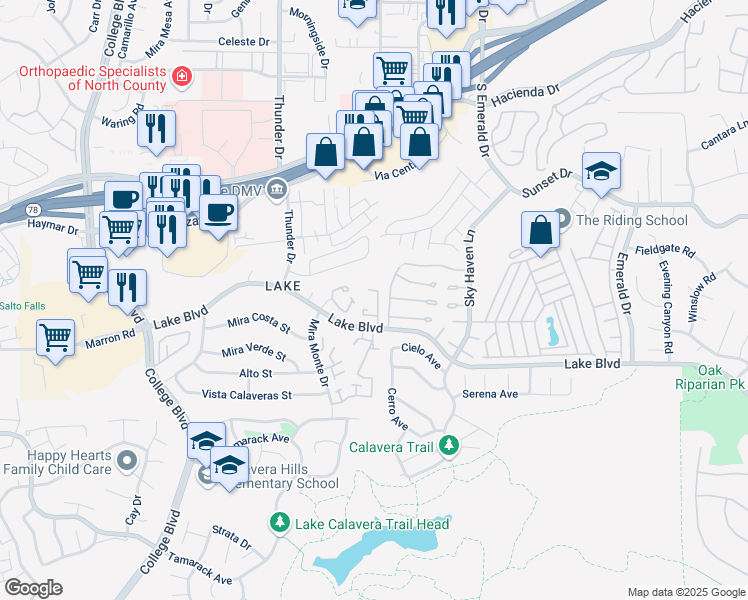 map of restaurants, bars, coffee shops, grocery stores, and more near 3569 Surf Place in Oceanside