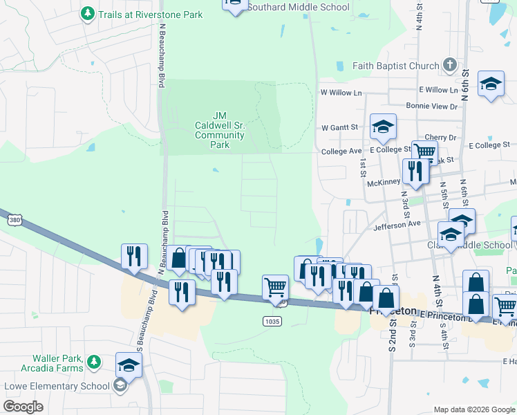 map of restaurants, bars, coffee shops, grocery stores, and more near 430 West College Street in Princeton