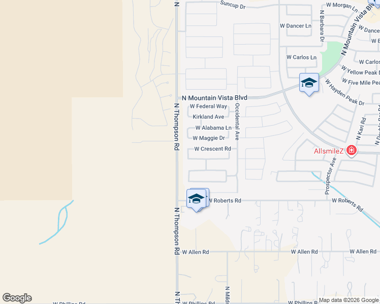 map of restaurants, bars, coffee shops, grocery stores, and more near 33114 North Falcon Trail in Queen Creek