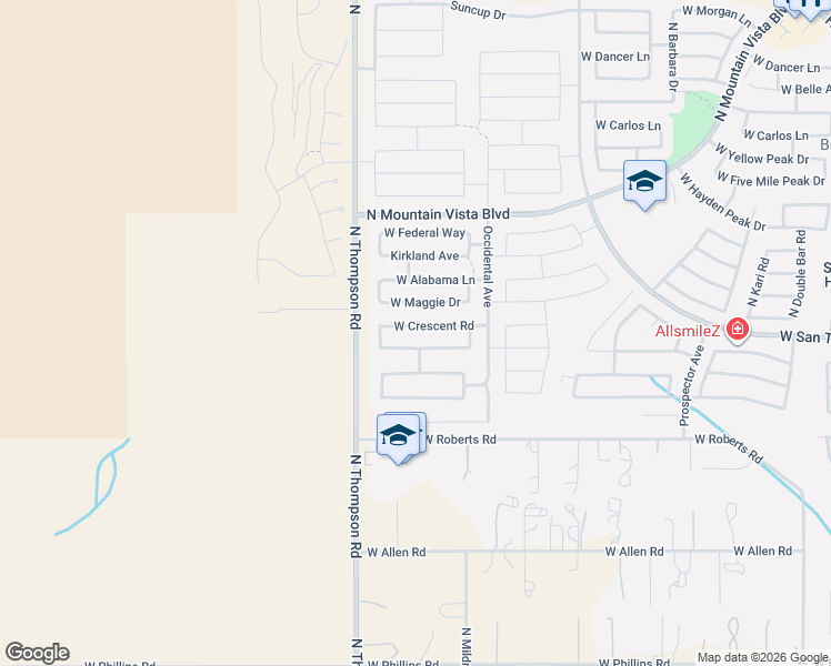 map of restaurants, bars, coffee shops, grocery stores, and more near 4542 West Crescent Road in Queen Creek