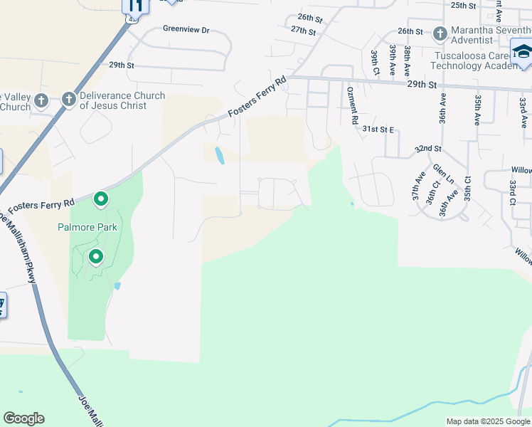map of restaurants, bars, coffee shops, grocery stores, and more near 4451 Alderic Street in Tuscaloosa