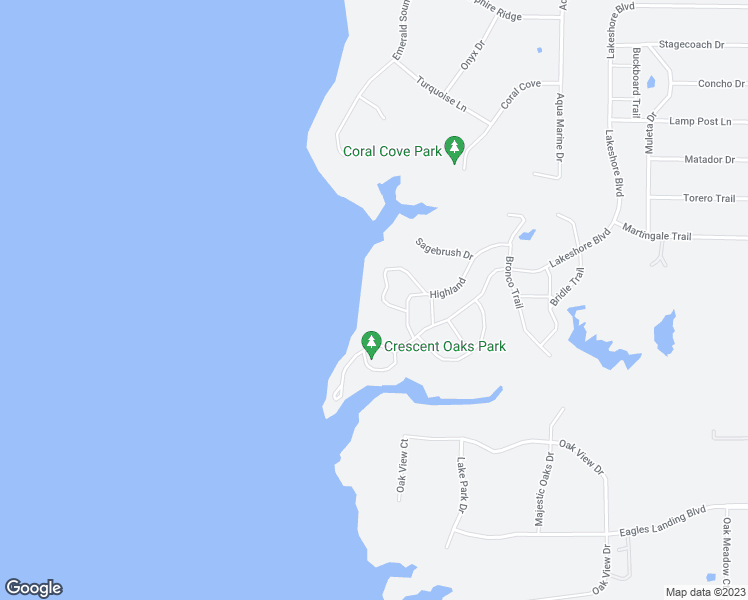 map of restaurants, bars, coffee shops, grocery stores, and more near 314 Dogie Trail in Oak Point