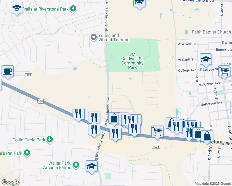 map of restaurants, bars, coffee shops, grocery stores, and more near 604 Cove Court in Princeton