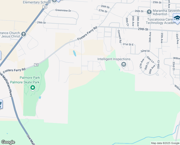 map of restaurants, bars, coffee shops, grocery stores, and more near 4451 Alderic Street in Tuscaloosa