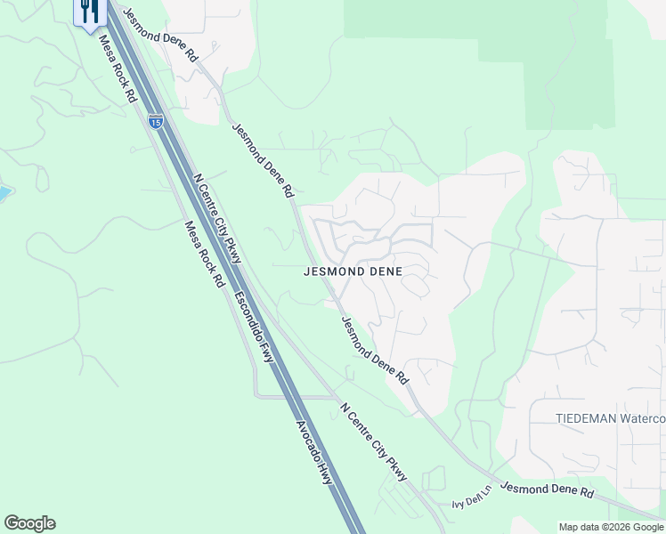 map of restaurants, bars, coffee shops, grocery stores, and more near 25802 Willow Lane in Escondido